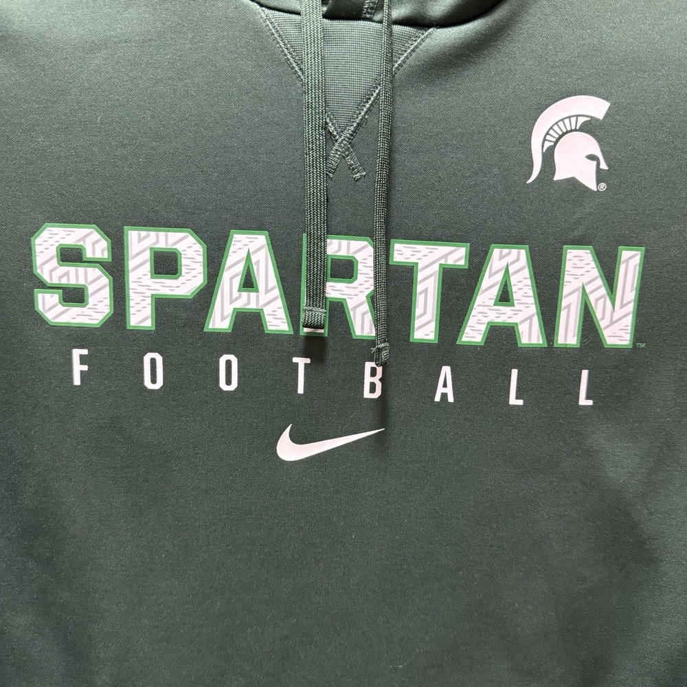 Michigan State Spartans Football Hoodie Nike Center Swoosh Sweatshirt Mens M - Picture 2 of 5